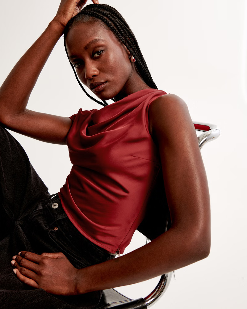 Women's Asymmetrical Satin Set Top | Women's New Arrivals | Abercrombie.com | Abercrombie & Fitch (US)