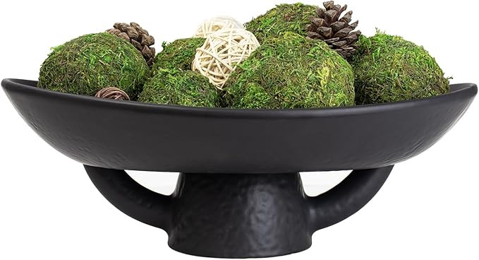 NAHARO Elegant Ceramic Bowl with Moss Ball Set-13.2x10.5 Decorative Bowl with 18pc Decorative Bal... | Amazon (US)