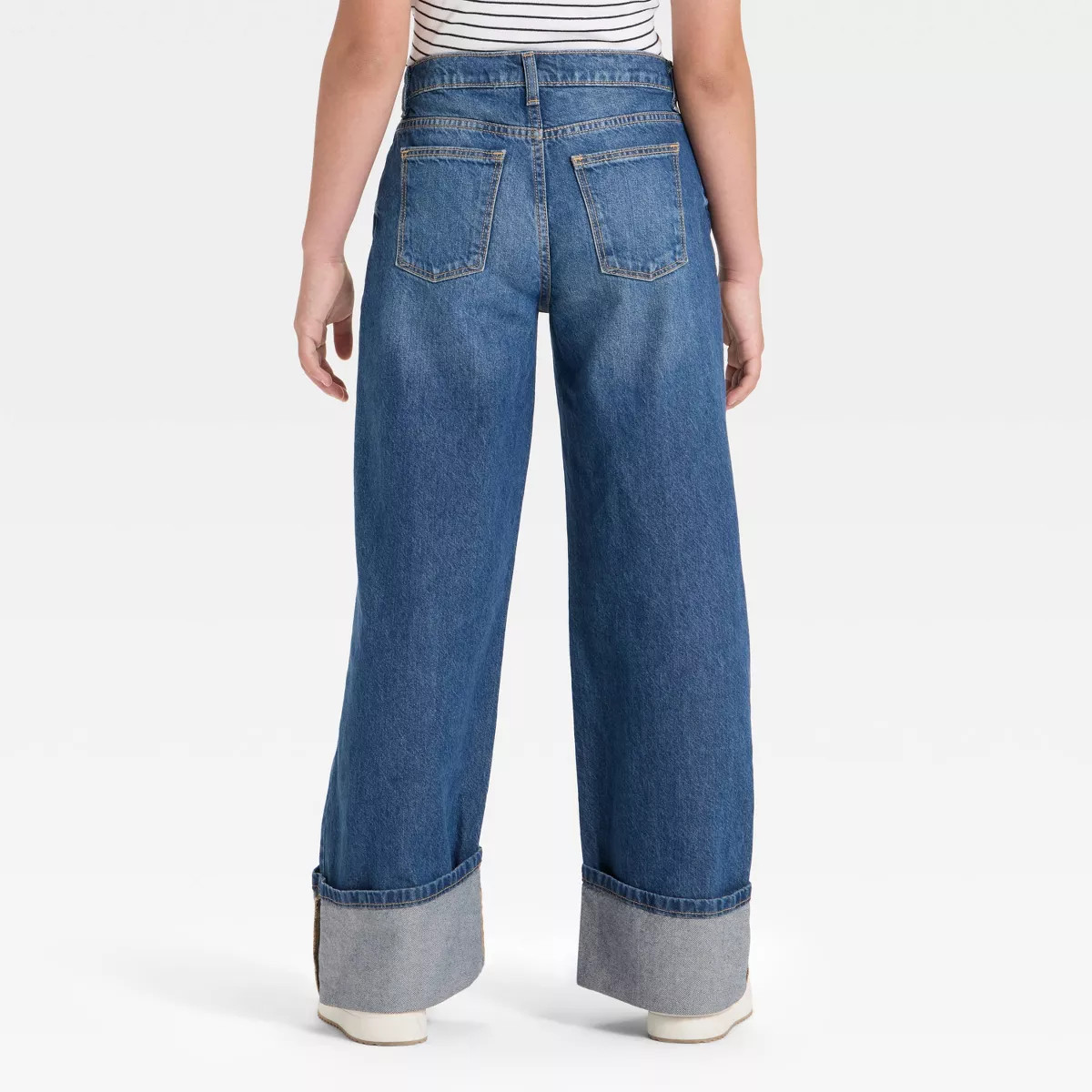 Girls' Mid-Rise Loose Slouchy Wide Leg Jeans - art class™ Dark Blue 5 | Target