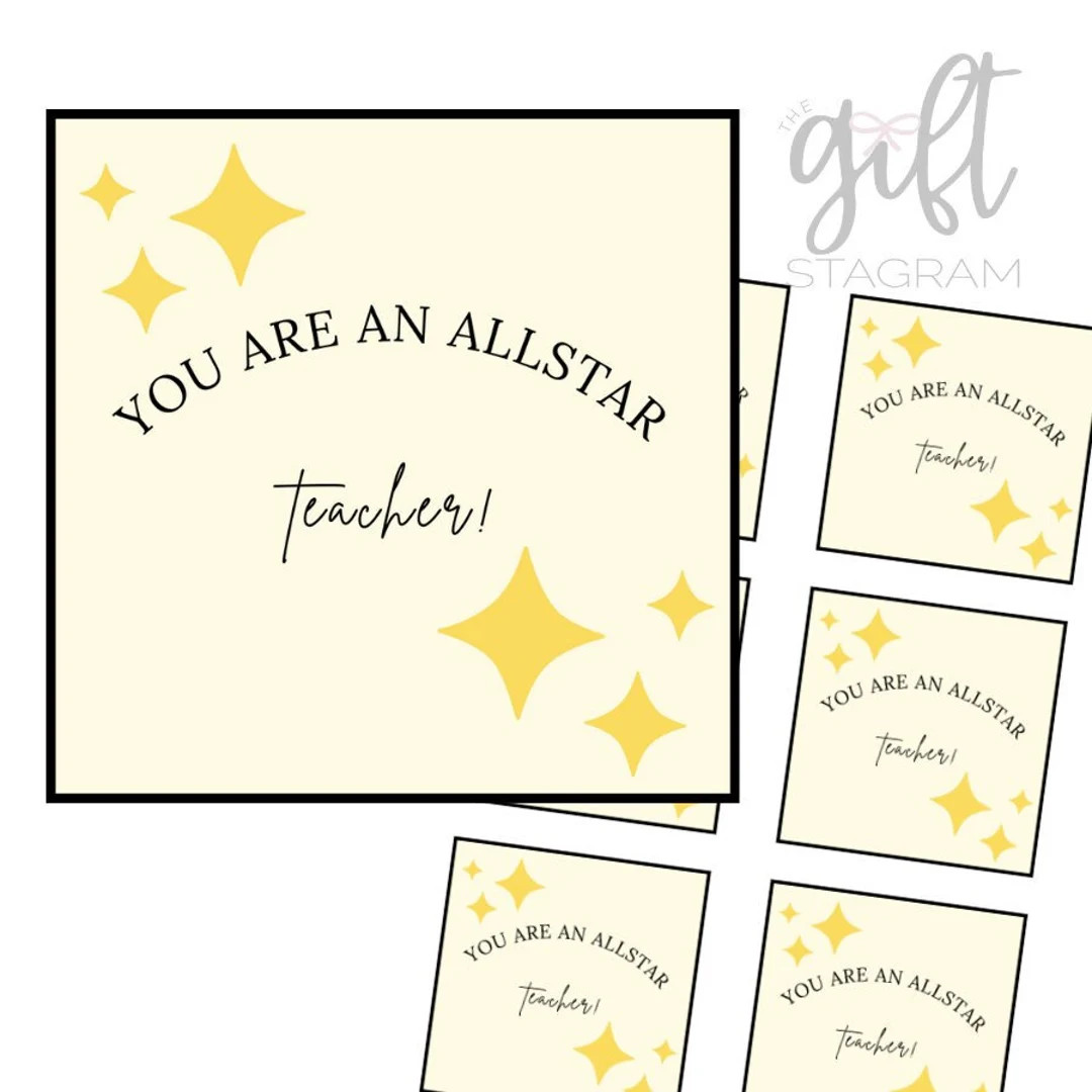 You Are an Allstar Teacher Gift Tag DIGITAL DOWNLOAD Teacher's Appreciation Gift Tag End of Schoo... | Etsy (US)