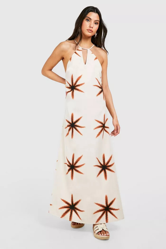 Star Printed Open Back Maxi Dress | boohoo (US & Canada)