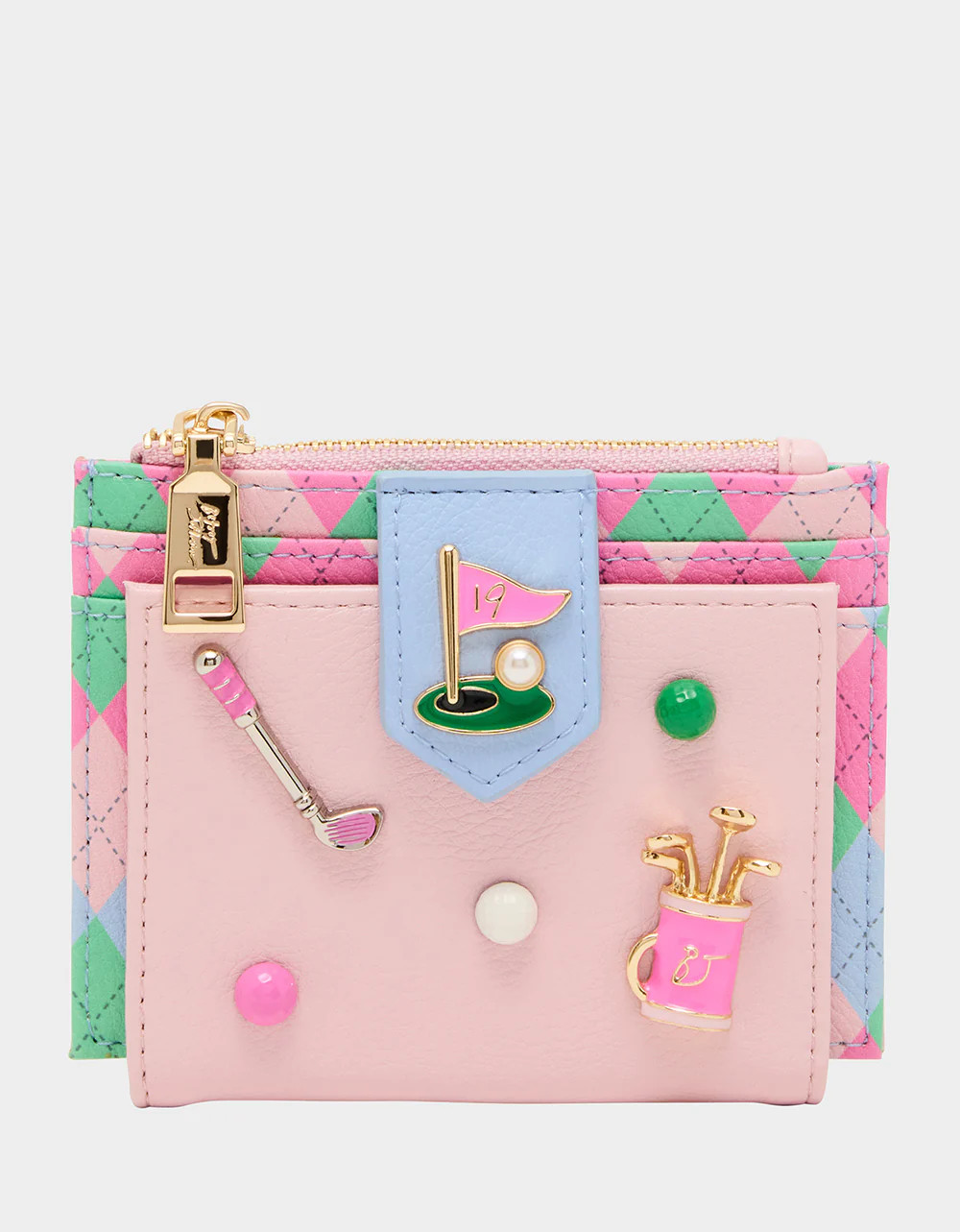 19TH HOLE WALLET PINK MULTI Bifold Golf Women's Wallet | Betsey Johnson