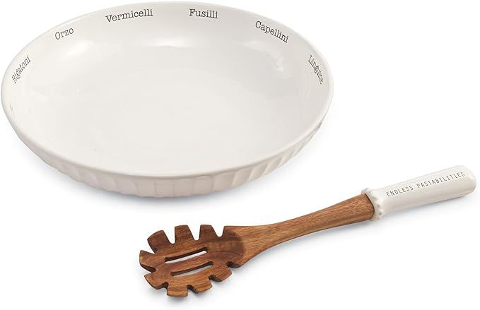 Mud Pie Circa Pasta Bowl Set, White | Amazon (US)