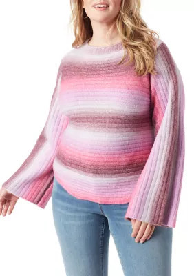 Jessica Simpson Women's Plus Size Kartina OmbrÃ© Ribbed Knit Sweater | Belk