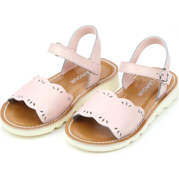 Ella Scalloped Sandal, Pink | Maisonette