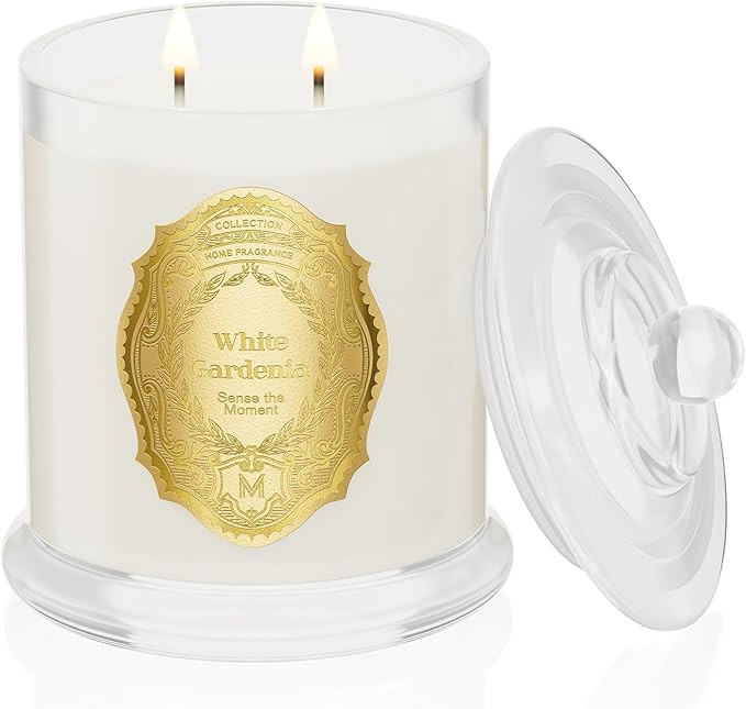 M&SENSE White Gardenia Candles for Home Scented, 2 Wick 12.7oz Soy Wax Candles Non Toxic,70 Hours... | Amazon (US)