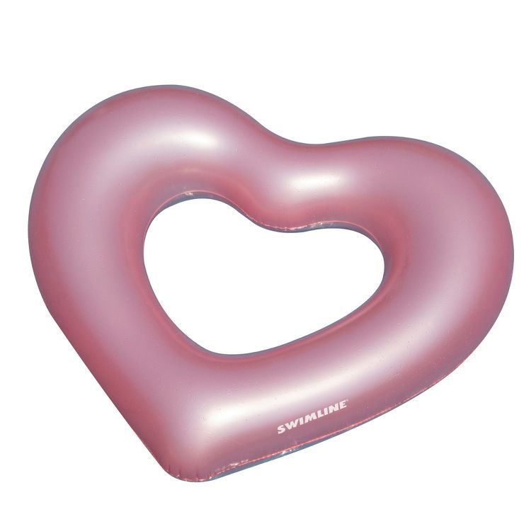 Swimline 68" Metallic Pink Heart Shaped Inner Tube Swimming Pool Float | Target