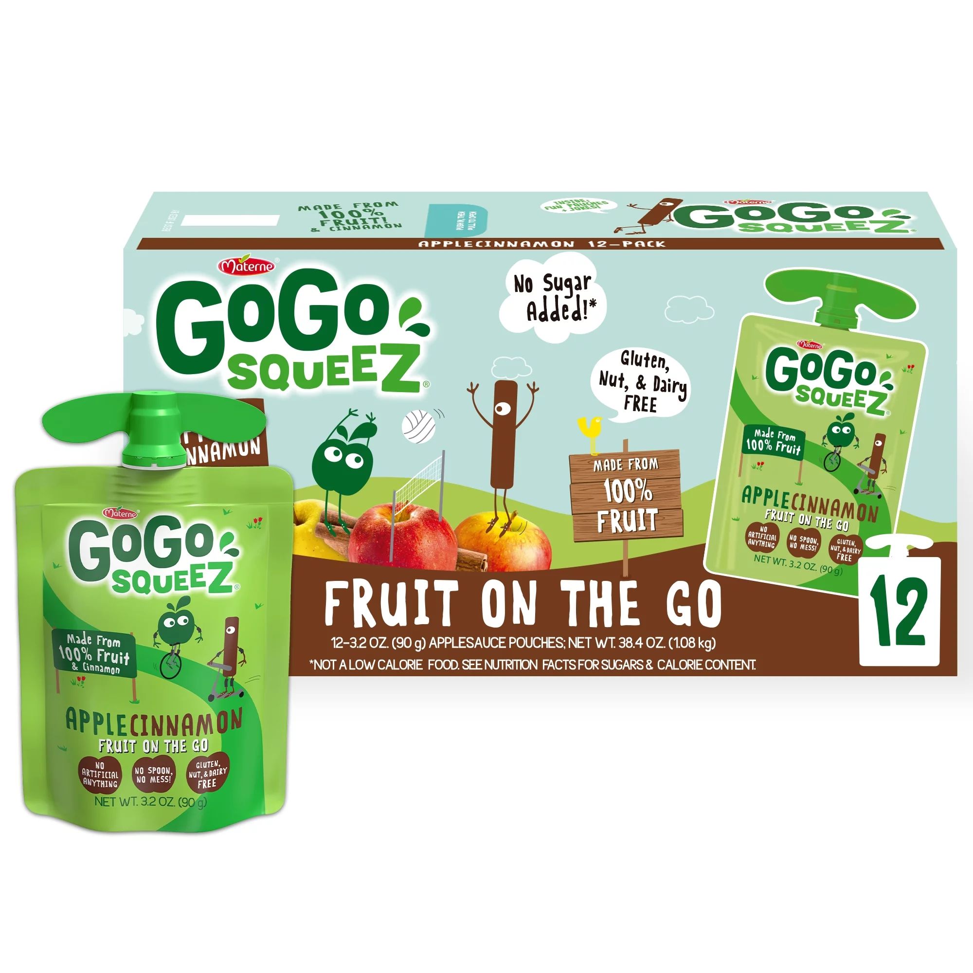 (12 Pack) GoGo Squeez Applesauce Apple Cinnamon Snack Pouch, 3.2 oz, 12 Pack - Walmart.com | Walmart (US)