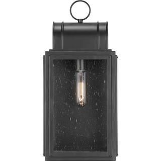 Progress Lighting Landstone 1-Light 17 in. Matte Black Outdoor Wall Lantern with Clear Glass P560... | The Home Depot