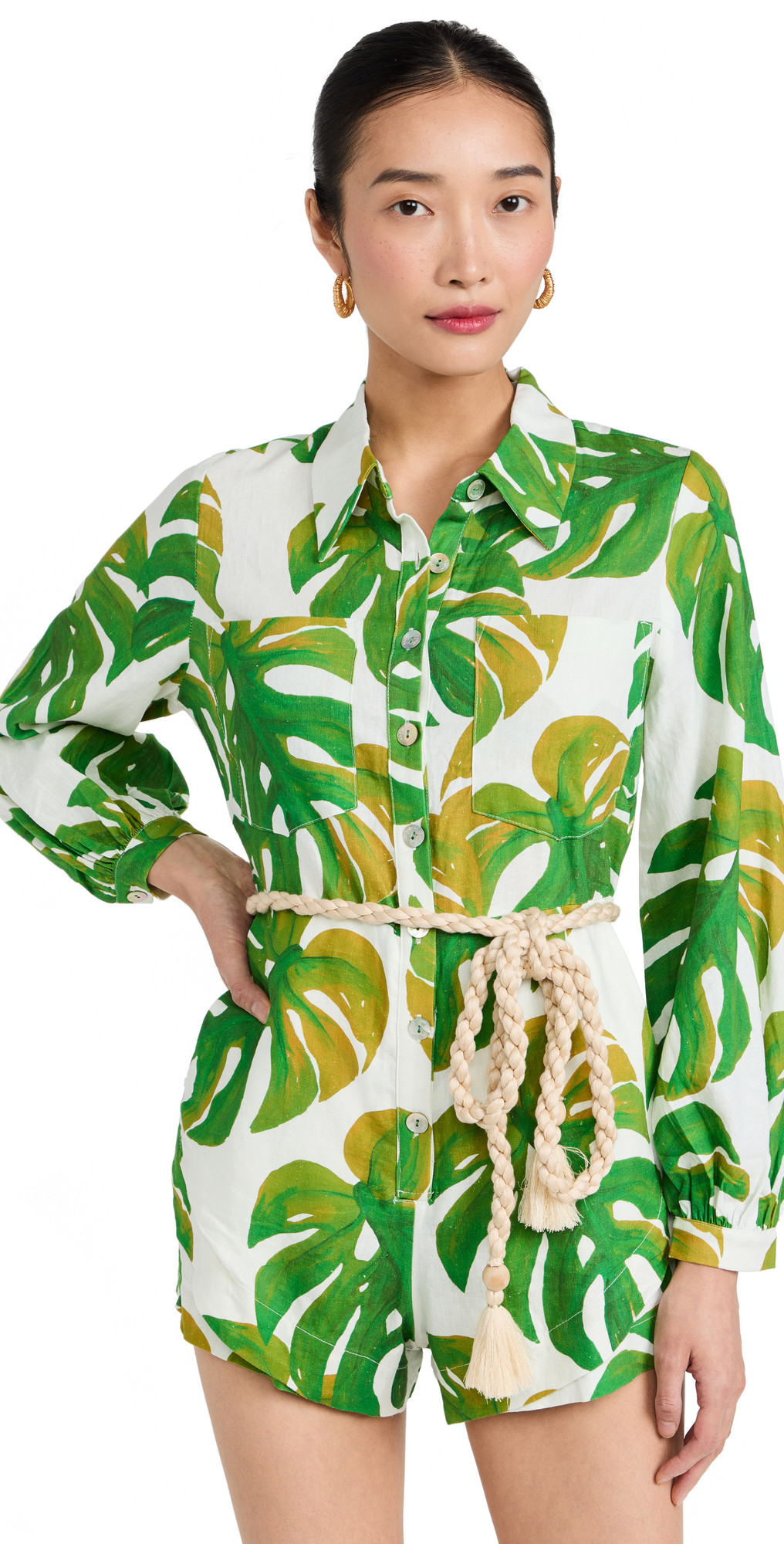 White Monstera Romper | Shopbop