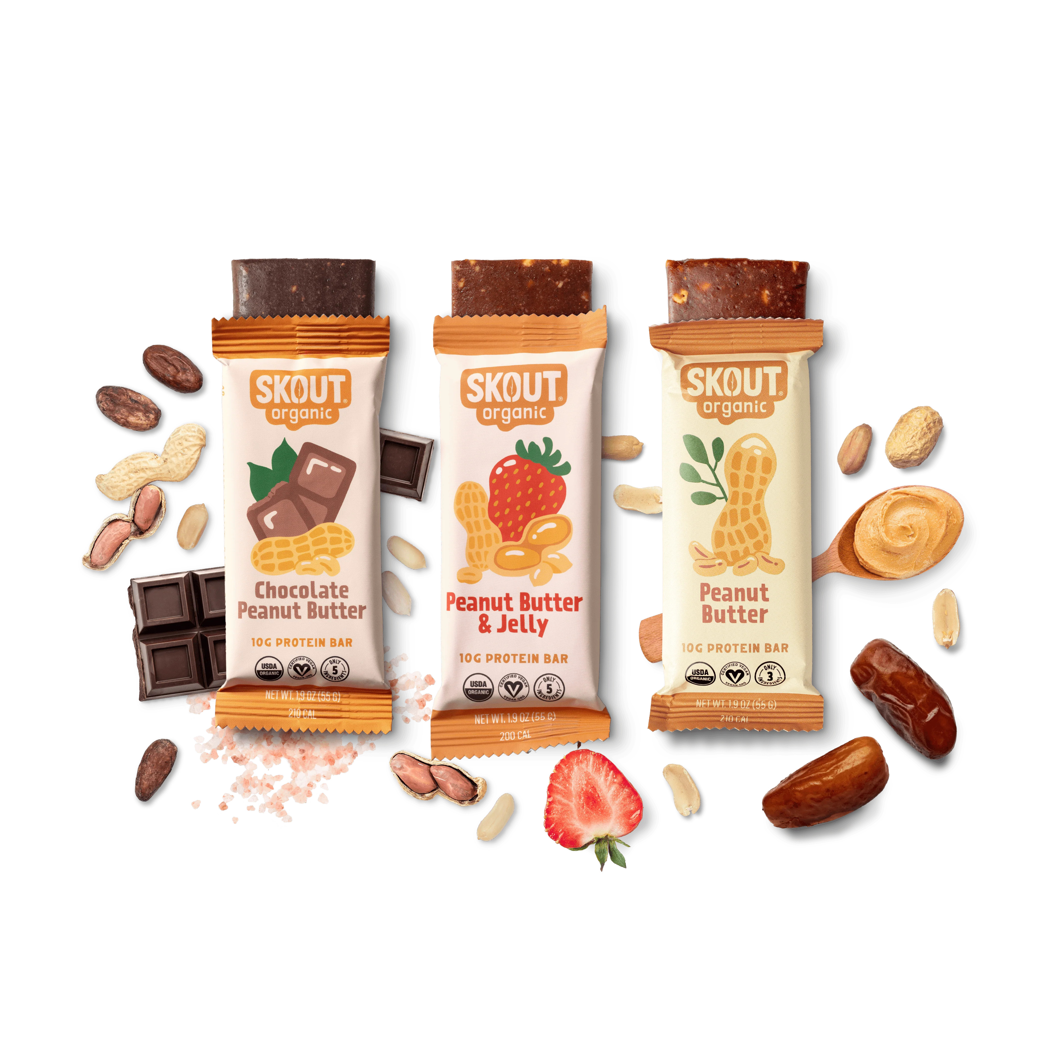 Skout Organic Peanut Butter Protein Bar Bundle - 15 Pack | Skout Organic