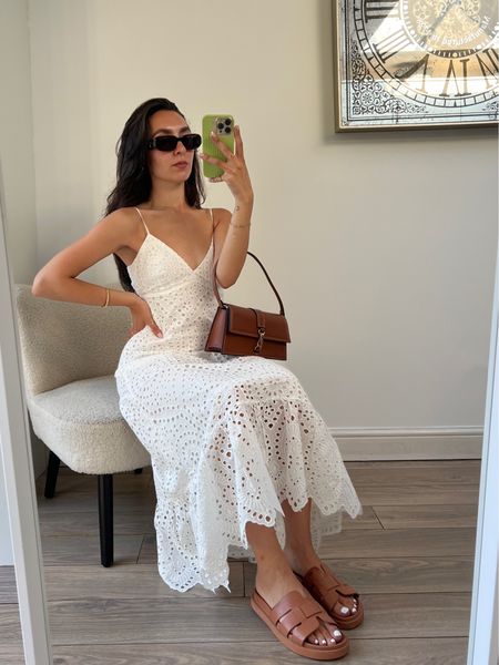 Broderie anglaise dress season is upon us. Im wearing xs for size reference ✨ love it with the tan sandals and bag! 

#LTKstyletip #LTKSeasonal #LTKtravel