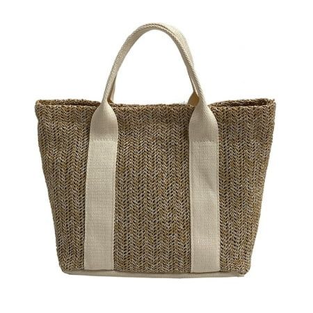 VIEGINE Straw Beach Bag Vintage Woven Shoulder Bags Bohemian Summer Vacation Casual Tote Handbag for | Walmart (US)