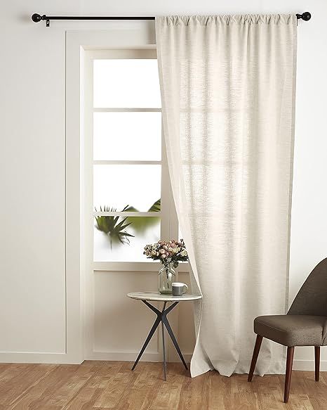 Solino Home 100% Pure Linen Curtain – 52 x 96 Inch Light Natural Lightweight Rod Pocket Window ... | Amazon (US)