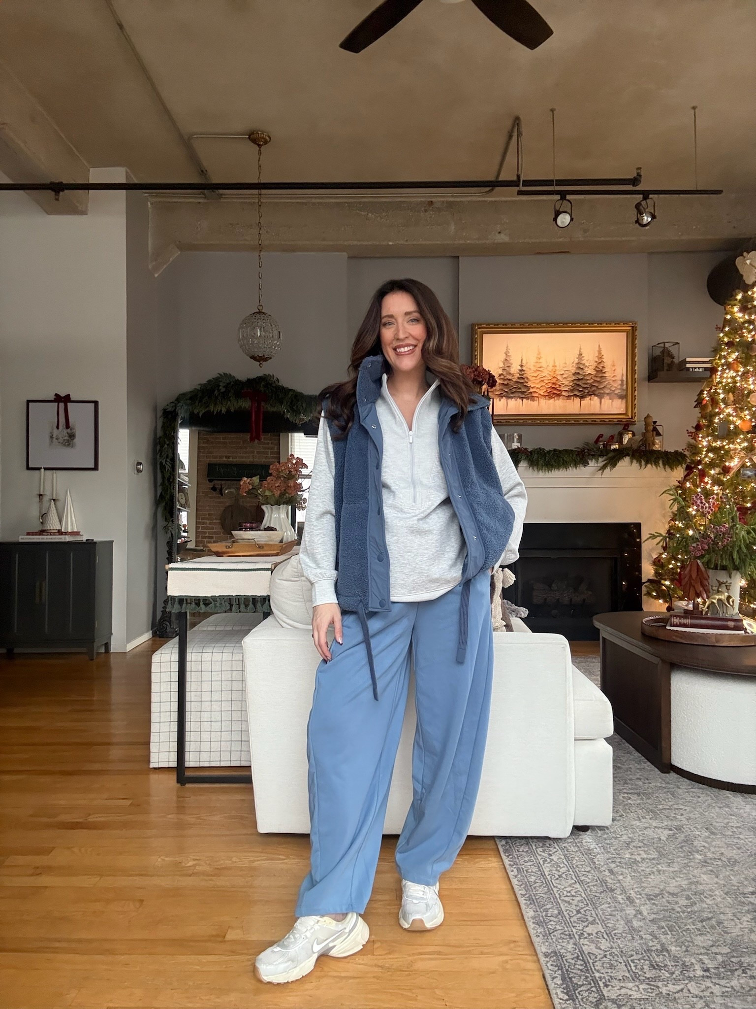 Comfy sweat set outfit paired with vest. Affordable high quality activewear from Target! Wearing a small in the pullover and pants, XS in the vest (fits oversized) 

#LTKfitnessgoals #LTKFindsUnder50