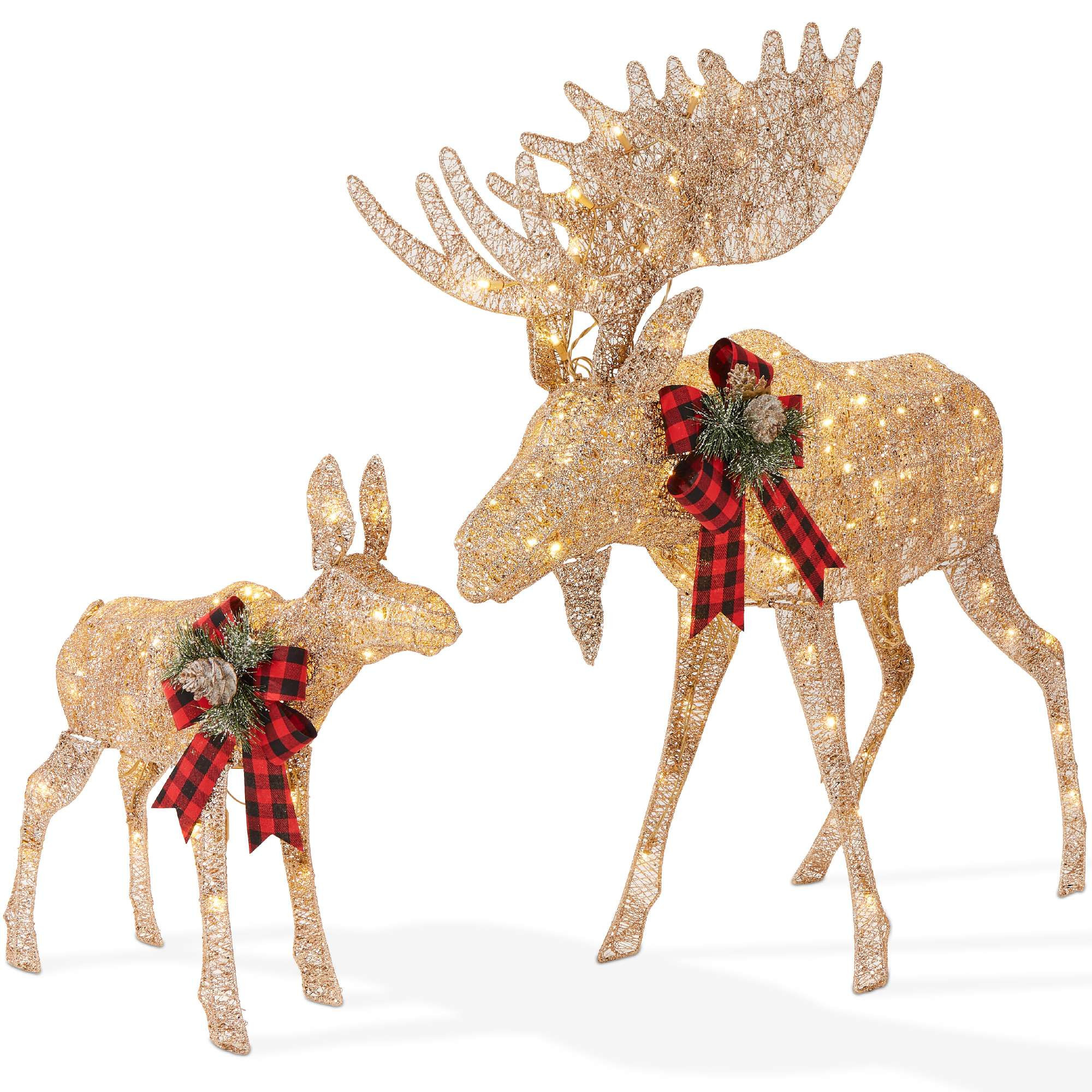 Best Choice Products 5ft 2-Piece Moose Family Lighted Christmas Yard Decor Set w/ 370 LED Lights Zip Ties - Gold | SKY8162 | Lowe's