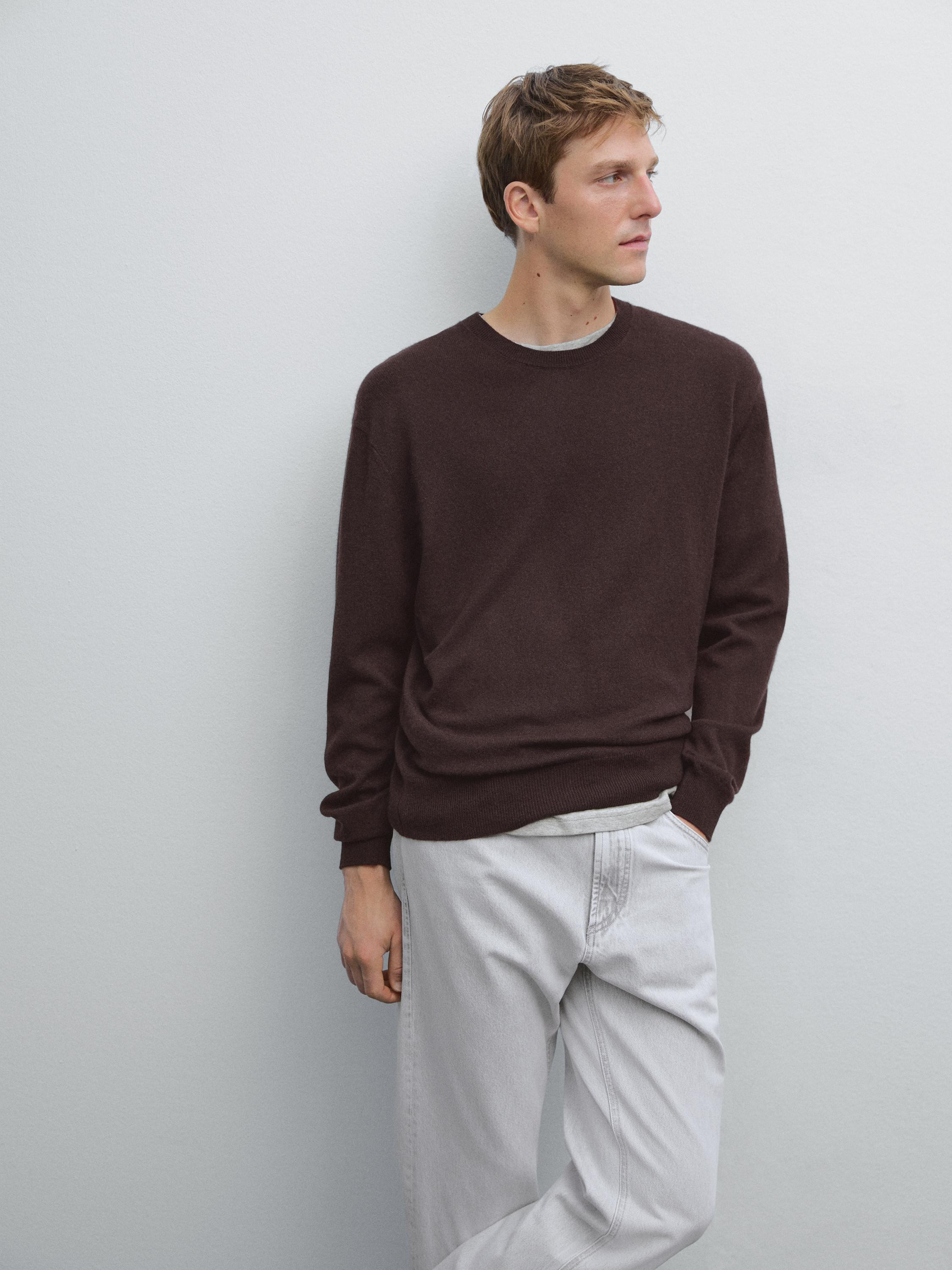 Strickpullover mit Rundausschnitt aus Kaschmir | Massimo Dutti DE