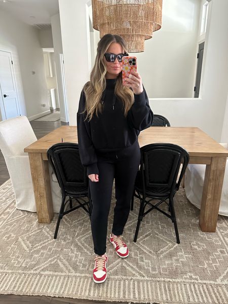 Wearing the Spanx AirEssentials tapered pants. They’re still in stock, but the sweatshirt is sold out. I linked a couple looks for less!

#LTKtravel #LTKfindsunder100 #LTKstyletip