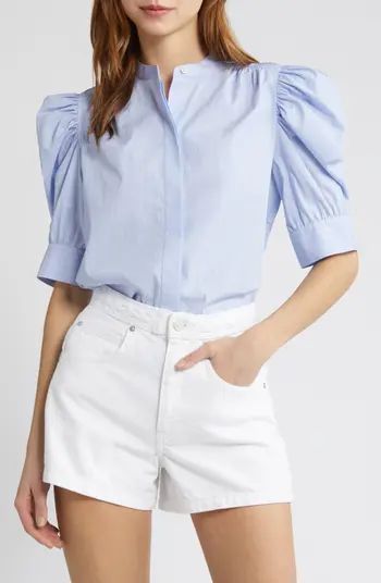 FRAME Stripe Puff Sleeve Cotton Button-Up Shirt | Nordstrom | Nordstrom