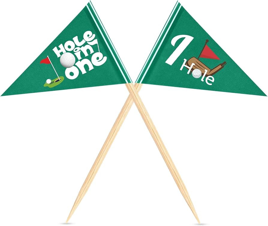100 Pcs Golf Themed Toothpick Flags Hole in One Cupcake Toppers Birthday Decorations Green Mini S... | Amazon (US)