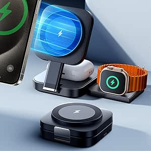 LISEN 3 in 1 Charging Station for Apple Devices Magsafe Wireless Charger Pad for iPhone, Travel W... | Amazon (US)