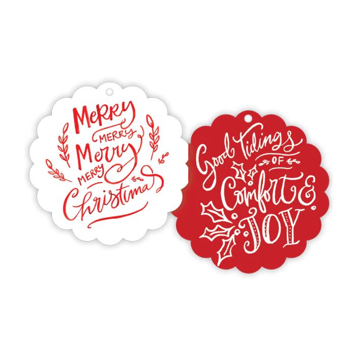 Merry Merry Christmas Scalloped Gift Tags | Rosanne Beck Collections