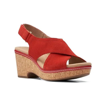 Clarks Womens Giselle Cove Suede Slingback Platform Sandals Red 7 Medium (B M) | Walmart (US)