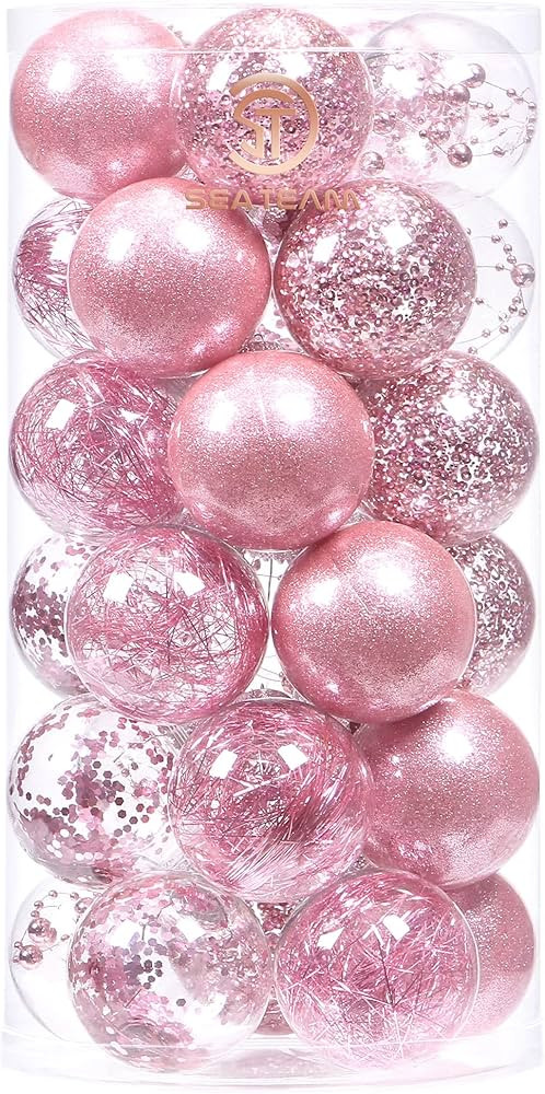 Sea Team 60mm/2.36" Shatterproof Clear Plastic Christmas Tree Ball Ornaments Set, Decorative Hang... | Amazon (US)