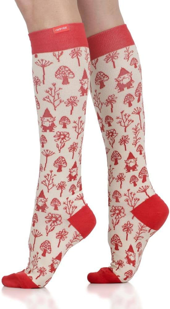 VIM&VIGR Merino Wool 15-20 mmHg Compression Socks (Cream & Red Woodland Gnomes L/XL (3)) | Amazon (US)