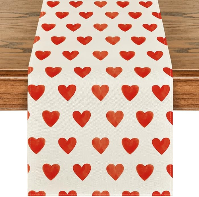 Artoid Mode Love Heart Valentine's Day Table Runner, Seasonal Anniversary Kitchen Dining Table De... | Amazon (US)