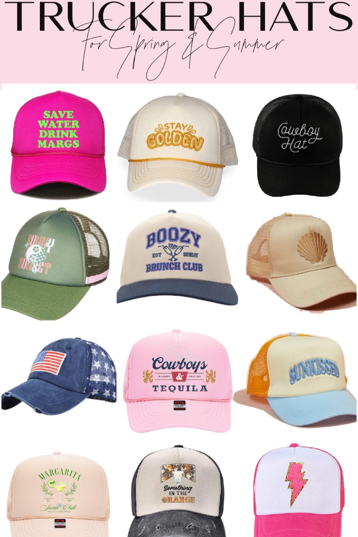 Cute trucker hats for spring & summer! ☀️🧢

Casual style, casual outfit,  amazon fashion, Walmart fashion, hats for women 

#LTKstyletip #LTKfindsunder50 #LTKsalealert