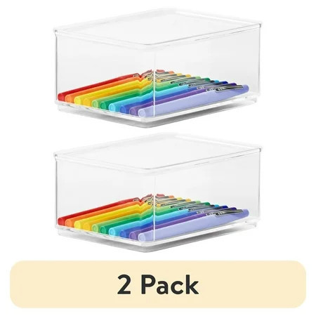 (2 pack) The Home Edit Medium Clear Storage Bin Organizer Insert, 2 Piece, 6.24" x 2.95" x 4.68" | Walmart (US)