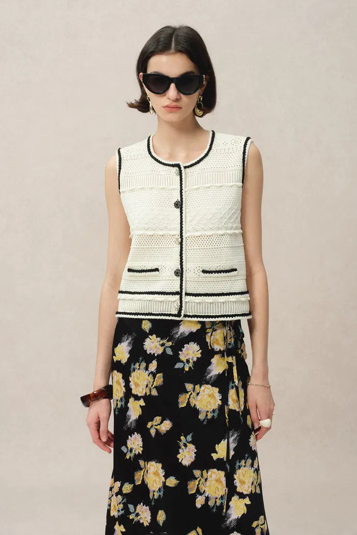 Silvy Sleeveless Vest Top in Cotton Blend Knit | Fabrique