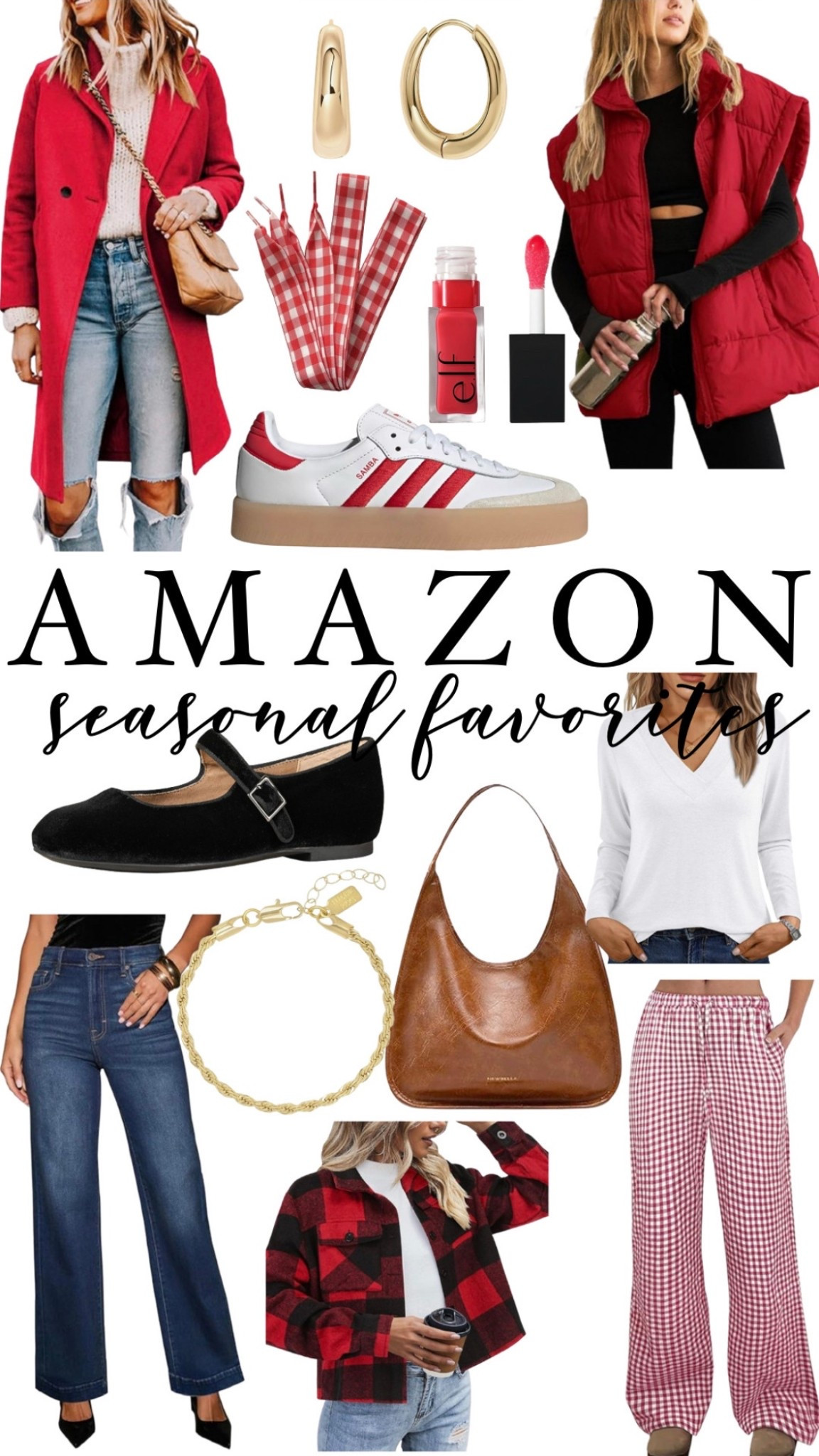 Amazon fashion favorites for the holiday season.

Jacket | Adidas | velvet Flats | Handbag |  Puffer Coat | Sweater | Earrings | Lip Gloss | Summer Fridays | Bracelet | Sneakers | Shoelaces | Loungewear | Pants 

#ltkfindsunder100


#LTKSaleAlert #LTKFindsUnder50 #LTKGiftGuide