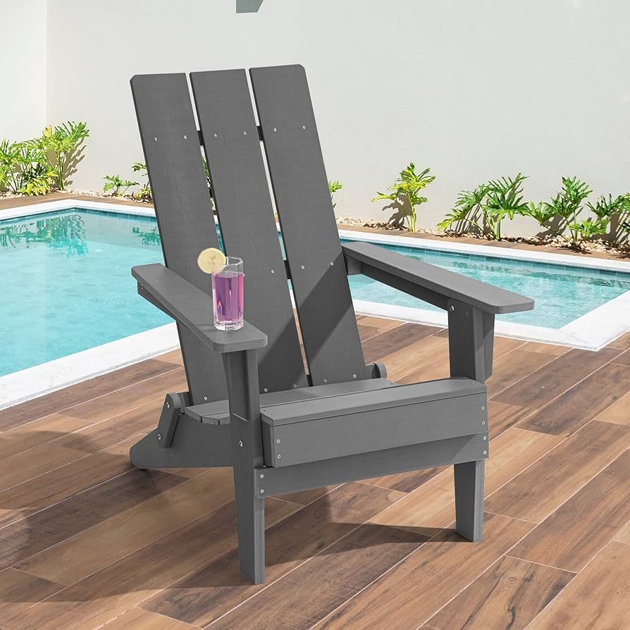 MISSBRELLA Folding Adirondack Chair, Weather Resistant Plastic Adirondack Chair with Wide Backres... | Amazon (US)