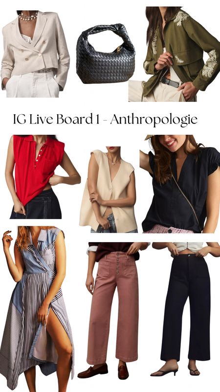 A fun IG live today. This is the 1st board including spring items from Anthropologie. 

The Maeve Colette pant runs big, if between sizes, size down. The Paige jeans fit tts. All other items fit tts. 
#paige
#anthropologie
#widelegjeans
#jackets

#LTKstyletip #LTKtravel #LTKover40