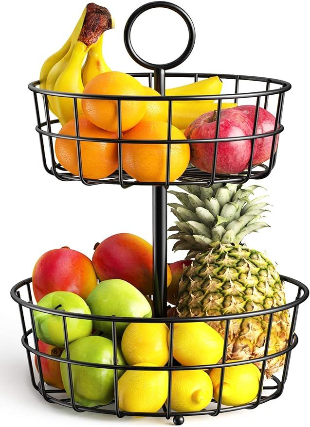 Fruit Basket, STEELGEAR 2 Tier Fruit Basket Bowl Vegetable Organizer for Kitchen, Detachable Vege... | Amazon (US)