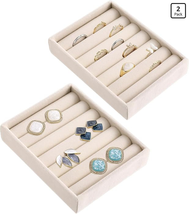 2pcs Ring Holder Display Small Ring Organizer for Jewelry Rings TrayRings Holder Display Tray Vel... | Amazon (US)