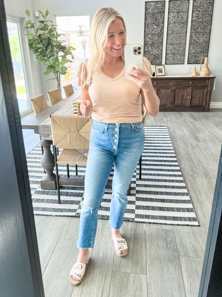 Labor Day sales Love this Amazon beige top with kick flare jeans which are on major sale on the 7 website with code TWENTY and Chloe sandals. Size small top and 27 jeans. Summer to fall transition outfits fall fashion amazon fashion evereve 7 for all mankind 

Follow my shop @thesensibleshopaholic on the @shop.LTK app to shop this post and get my exclusive app-only content!

#liketkit 
@shop.ltk
https://liketk.it/3Oc4o

#LTKshoecrush #LTKstyletip #LTKSeasonal