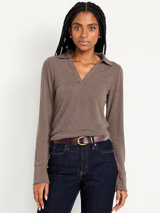 Split-Neck Long-Sleeve Pullover Shirt | Old Navy (US)