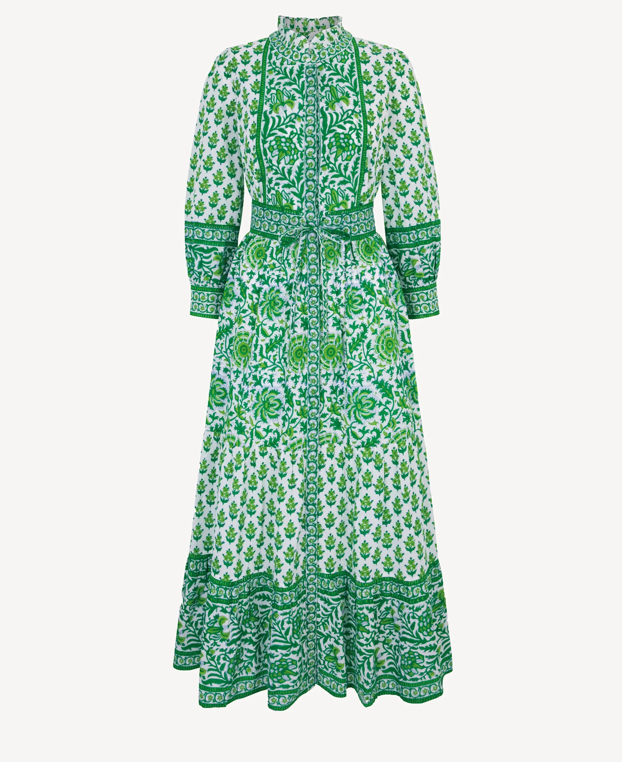 Green Block Print Gemma Dress | Pink City Prints UK