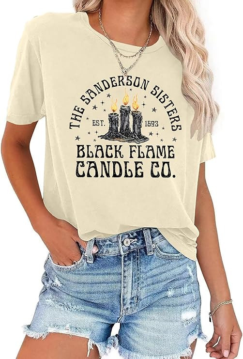 Halloween T Shirt Women Sanderson Letter Print Graphic T-Shirt Hocus Pocus Tees Tops | Amazon (US)