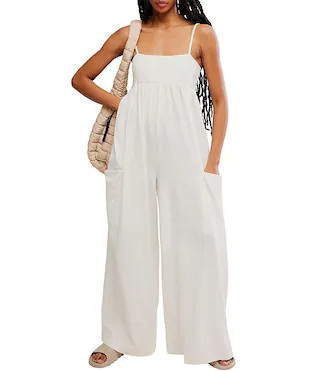 FP Movement Hot Shot Strappy Square Neck Sleeveless Wide Leg Jumpsuit | Dillard's