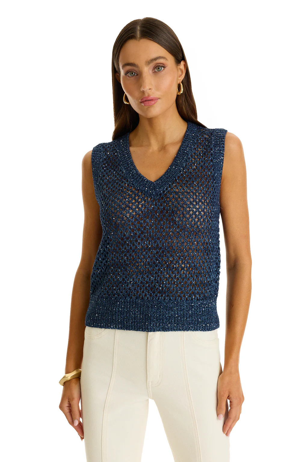 Addison Sequin Crochet Top - Navy | The Noli Shop