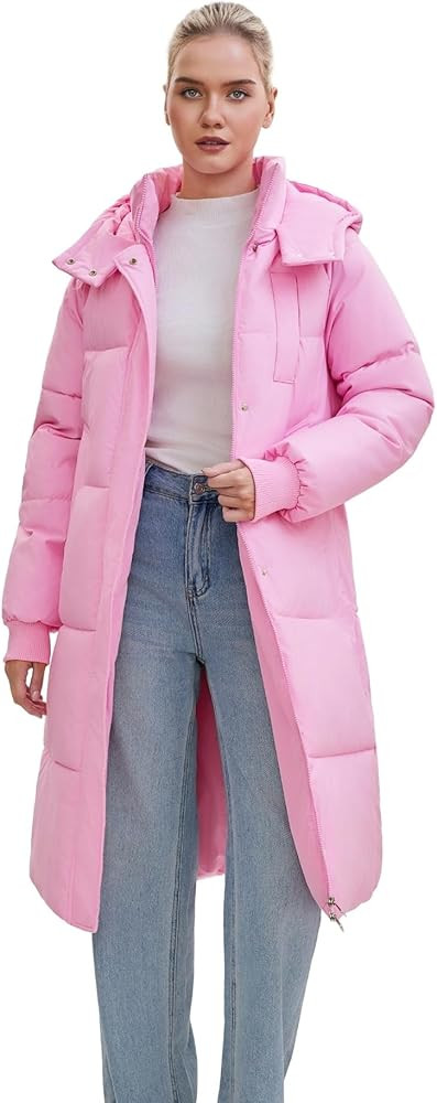 Long Puffer Jacket for Women,2024 Thickened Winter Coat Hooded with Deep Pockets, Ladies Warm Win... | Amazon (US)