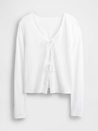 Linen-Blend Tie-Front Cardigan | Gap (US)