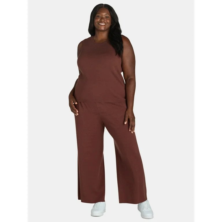 Time and Tru Women's and Women's Plus Sweater Tank Top and Wide Leg Pants Set, 2-Piece, Sizes XS-... | Walmart (US)