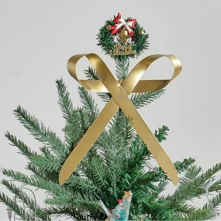 Golden Bow for Christmas Tree Topper, Metal Gold Bow with Clip for Xmas Tree, Wreaths, Garland Decor, Elegant Festive Decoration | Walmart (US)
