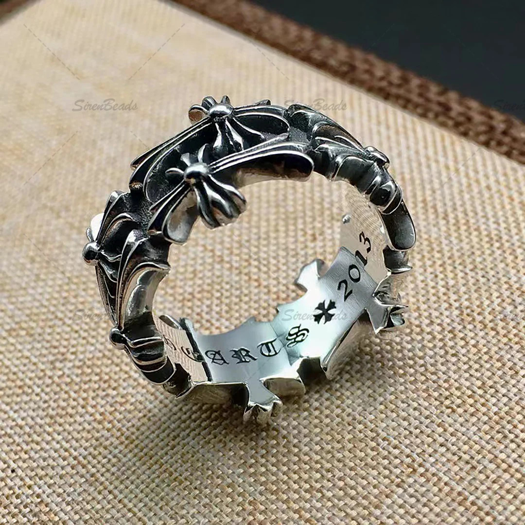 Chrome Hearts Double Cross Flower Ring, Vintage INS Couple Ring, Unisex Ring, Forever Love Ring | Etsy (US)