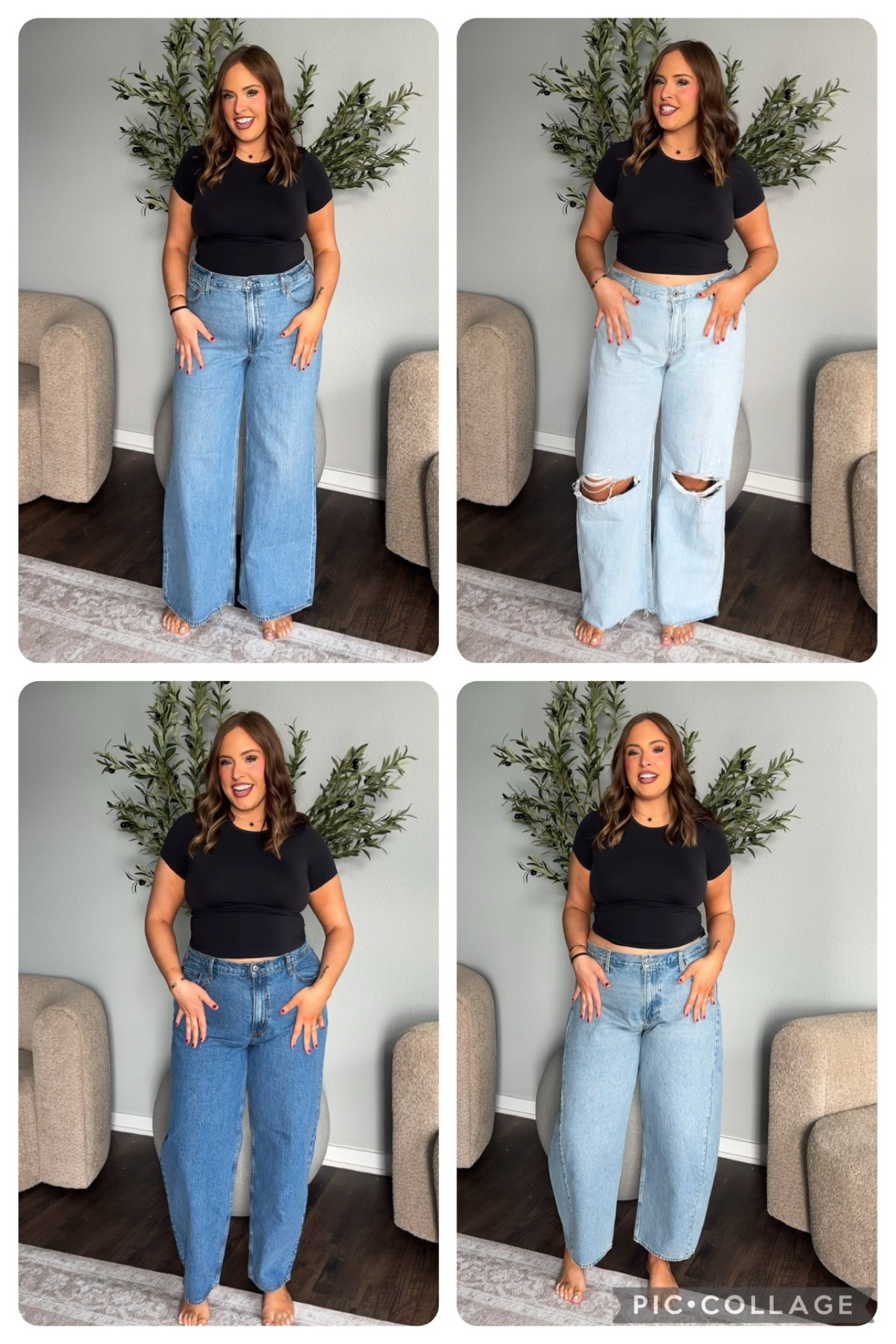 Wearing a 33 in every pair of jean! Size down in the loose & barrel jeans because they run large! I am regularly a size 16! 

#LTKMidsize